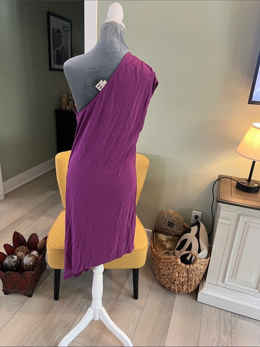 Haute Hippie One-Shoulder Magenta Dress - Picture 3 of 6